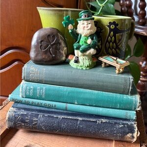 Vintage Green Ceramic Leprechaun Figurine